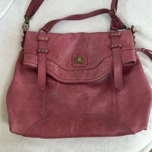 The Sak Burgundy 100% Leather Convertible Strap Messenger Shoulder Bag
